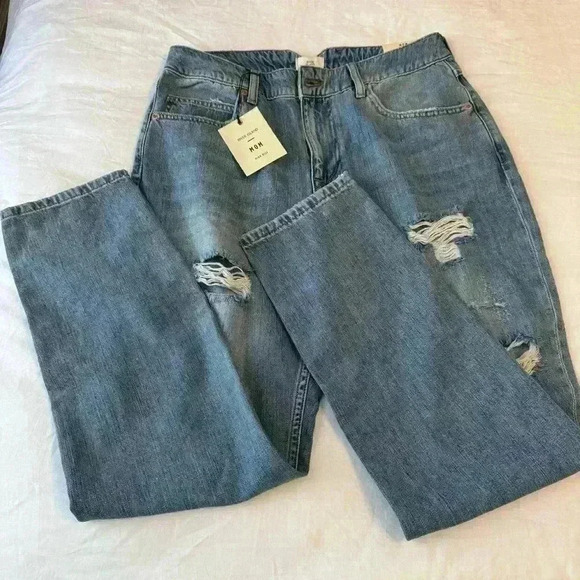 River Island women’s high rise mom jeans 10R distressed NWT pants slouchy ripped - Picture 6 of 11